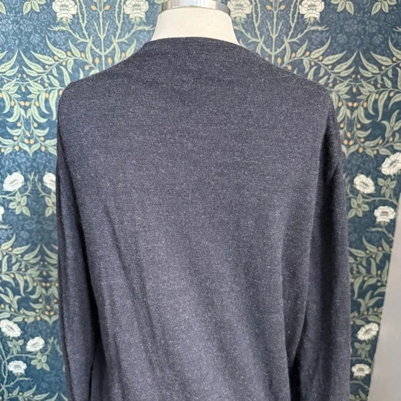 Garret Scott Mens Extra Fine Merino Wool V-Neck Sweater Dark Grey - Picture 3 of 9